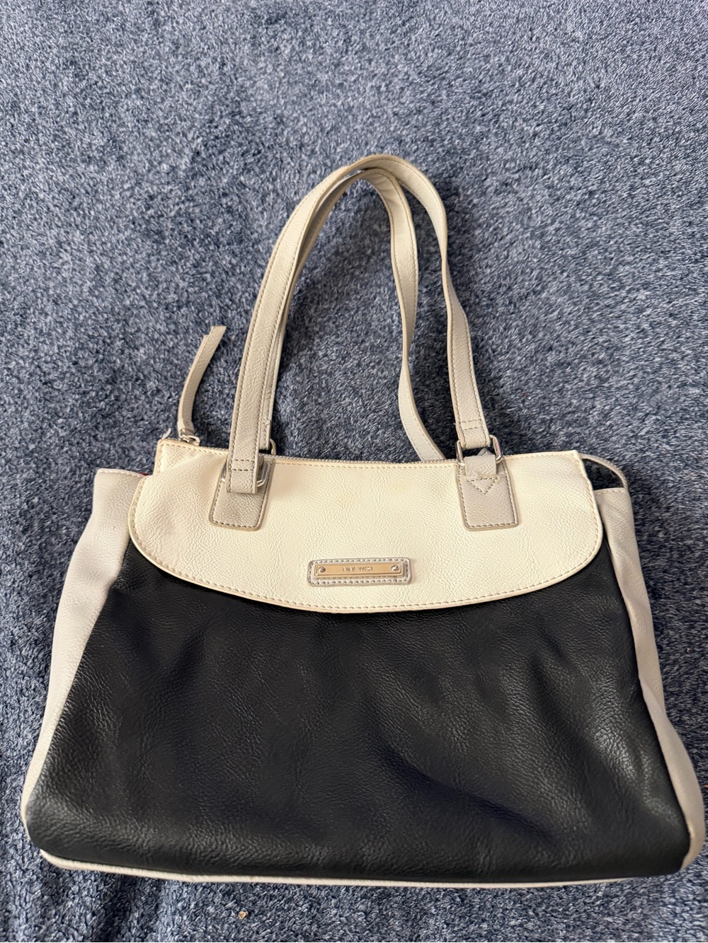 Nine West Ojai Carryall Satchel Beige and Optic White Handbag